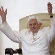 Pope Benedict XVI waves during his Wednesday general audience in Saint Peter's Square at the Vatican