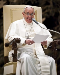 Pope Francis addresses audience of journalists at Vatican